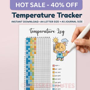 Temperature Log, Track Weather, Coloring Tracker, PRINTABLE Journal Page, Planner Page, Temperature Tracker - Weather Tracker - Weather Log