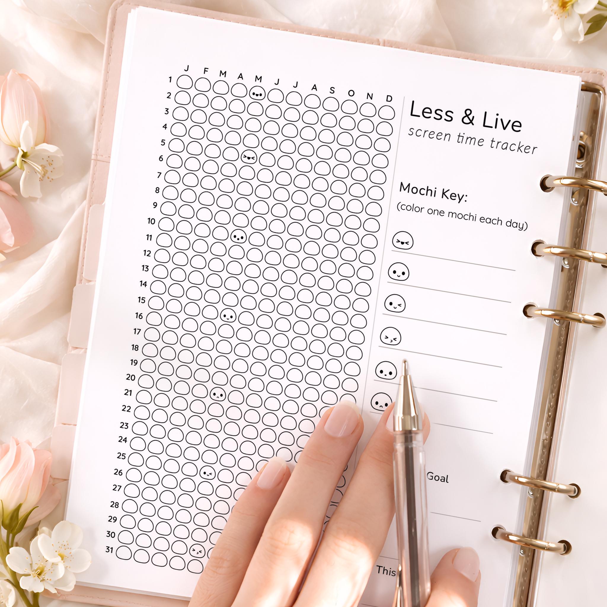 Tracking For Less Screen Time Tracker Printable, Phone Usage Tracker, Less & Live Tracker ...