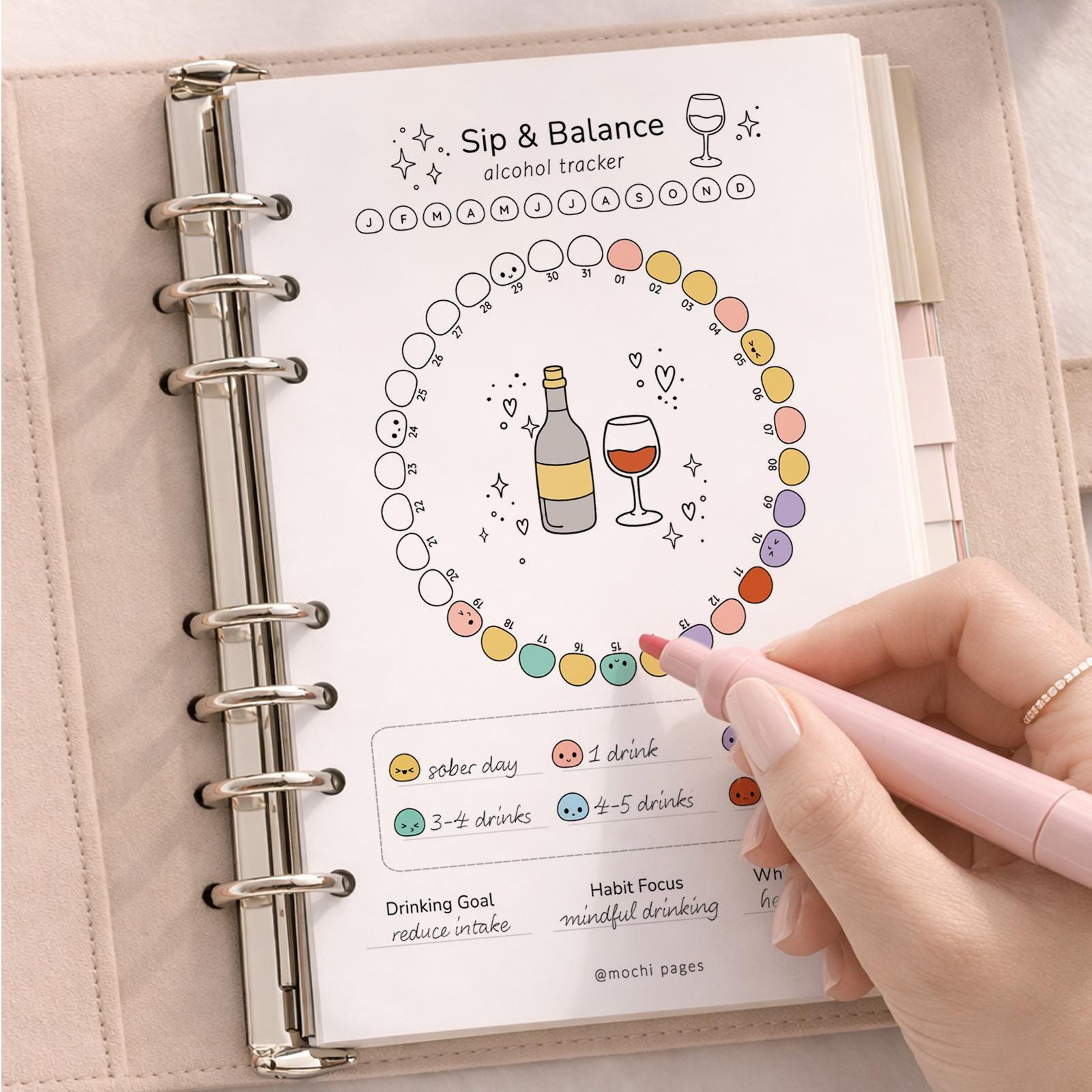 Sip Tracker Example Alcohol Monthly Tracker Printable, Drinking Tracker, Sip & Balance ...