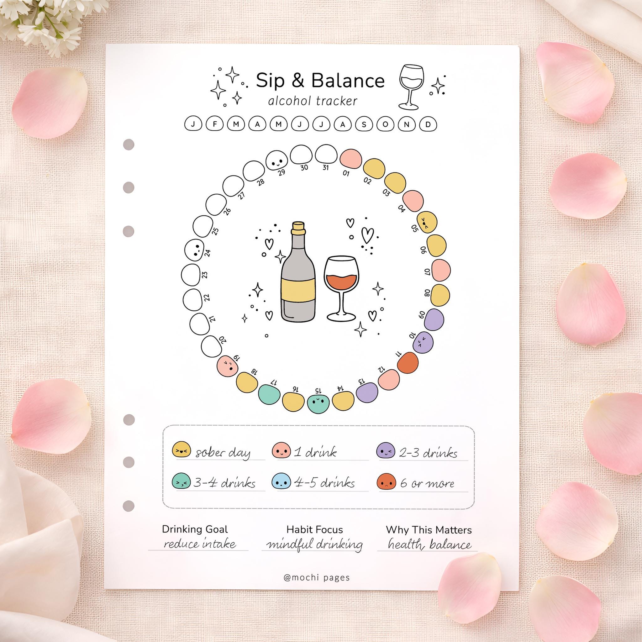 Sip Tracker Example Alcohol Monthly Tracker Printable, Drinking Tracker, Sip & Balance ...