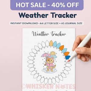Weather Tracker - PRINTABLE Journal Page - Planner Page - Monthly Weather Tracker - Journal Template - Track Weather -  Coloring Page