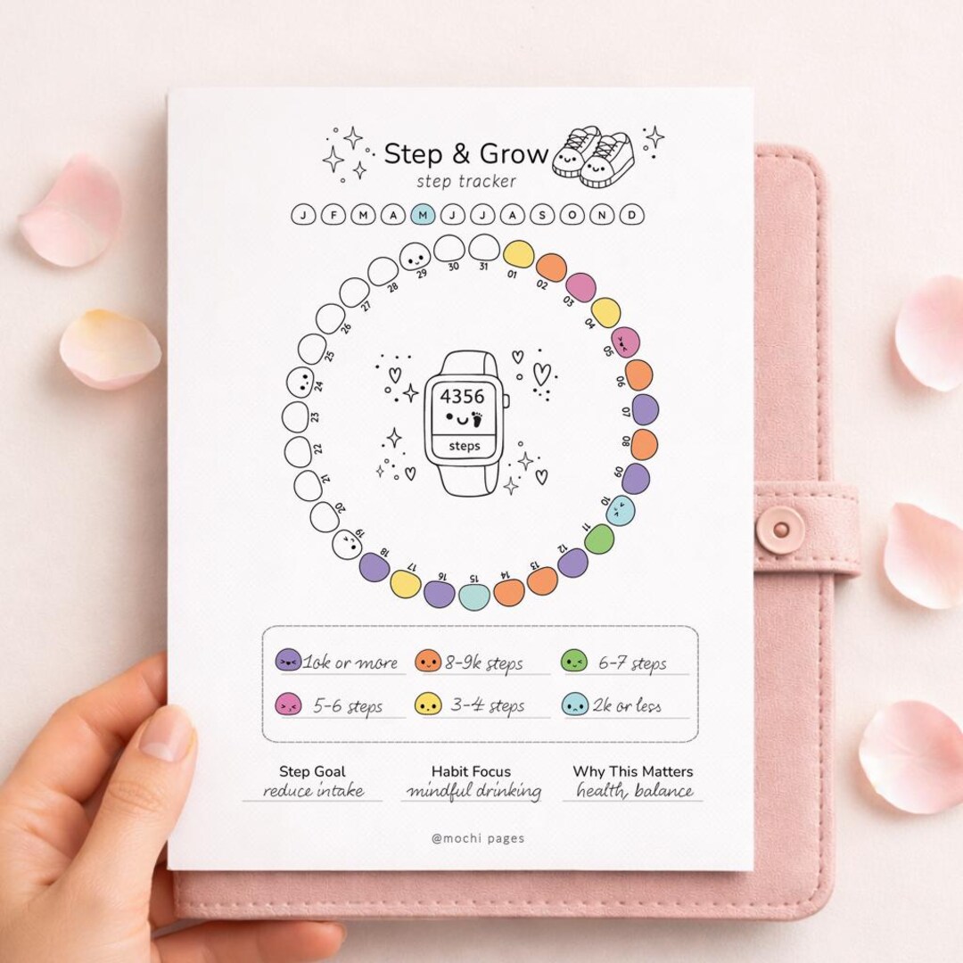 Steps Tracker Color In Step Monthly Tracker Printable, Daily Step Tracker, Walking Tracker ...