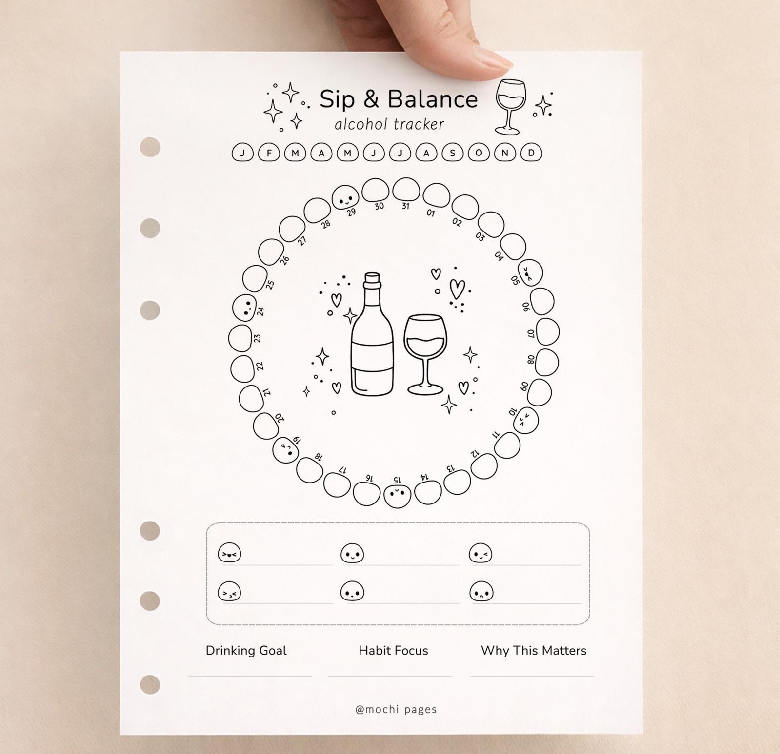 Sip Tracker Example Alcohol Monthly Tracker Printable, Drinking Tracker, Sip & Balance ...