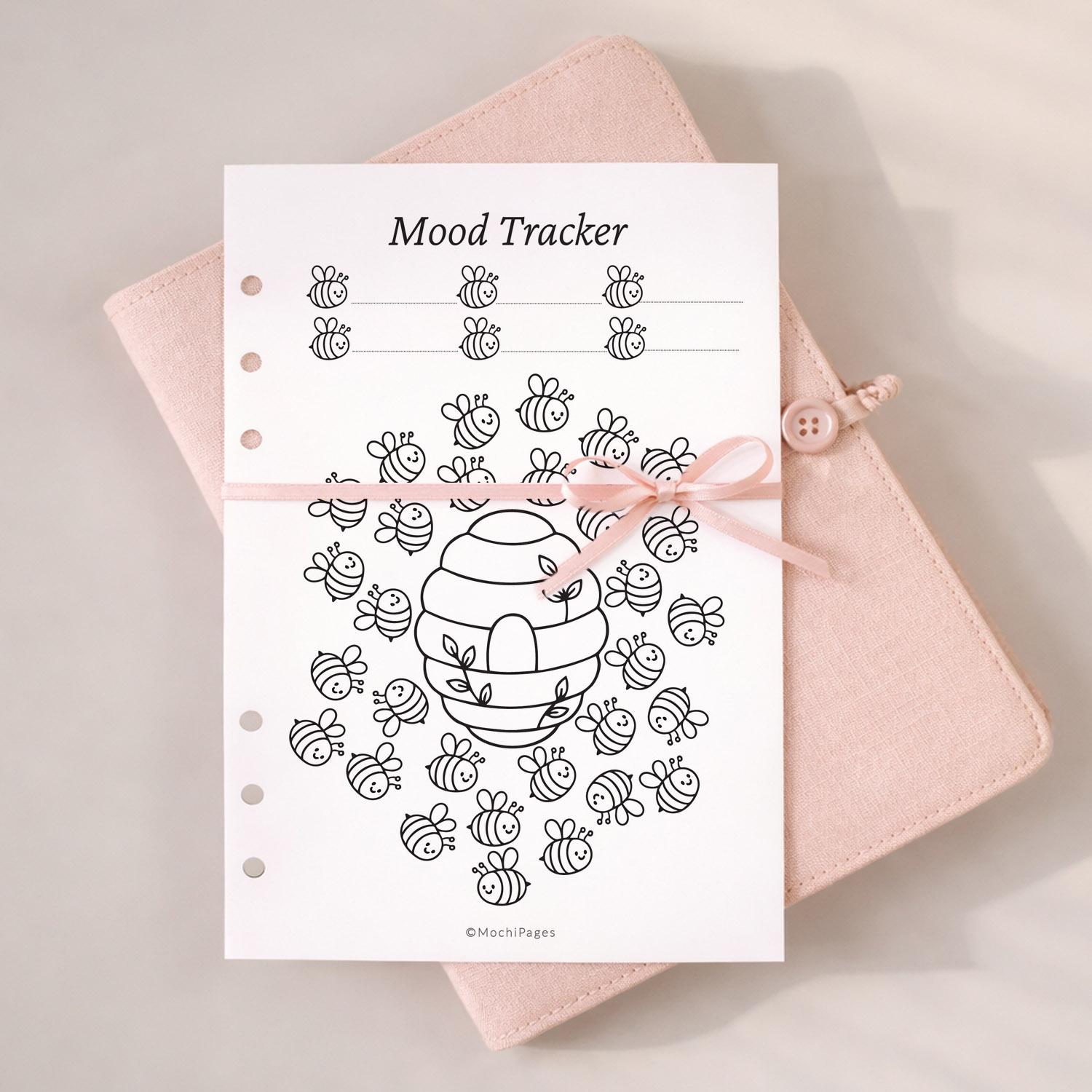 Bee Mood Tracker Printable | Spring Coloring Mood Log | A5 A4 US Letter ...