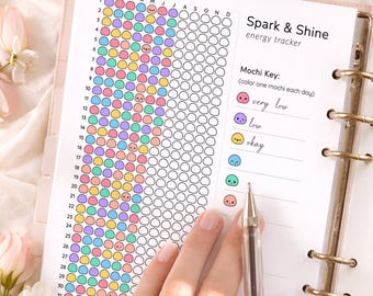 Energy Tracker Printable, Yearly Energy Tracker, Daily Energy Tracker, Habit Tracker PDF, Coloring Tracker, Productivity Tracker
