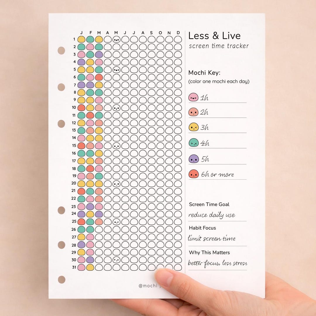 Tracking For Less Screen Time Tracker Printable, Phone Usage Tracker, Less & Live Tracker ...