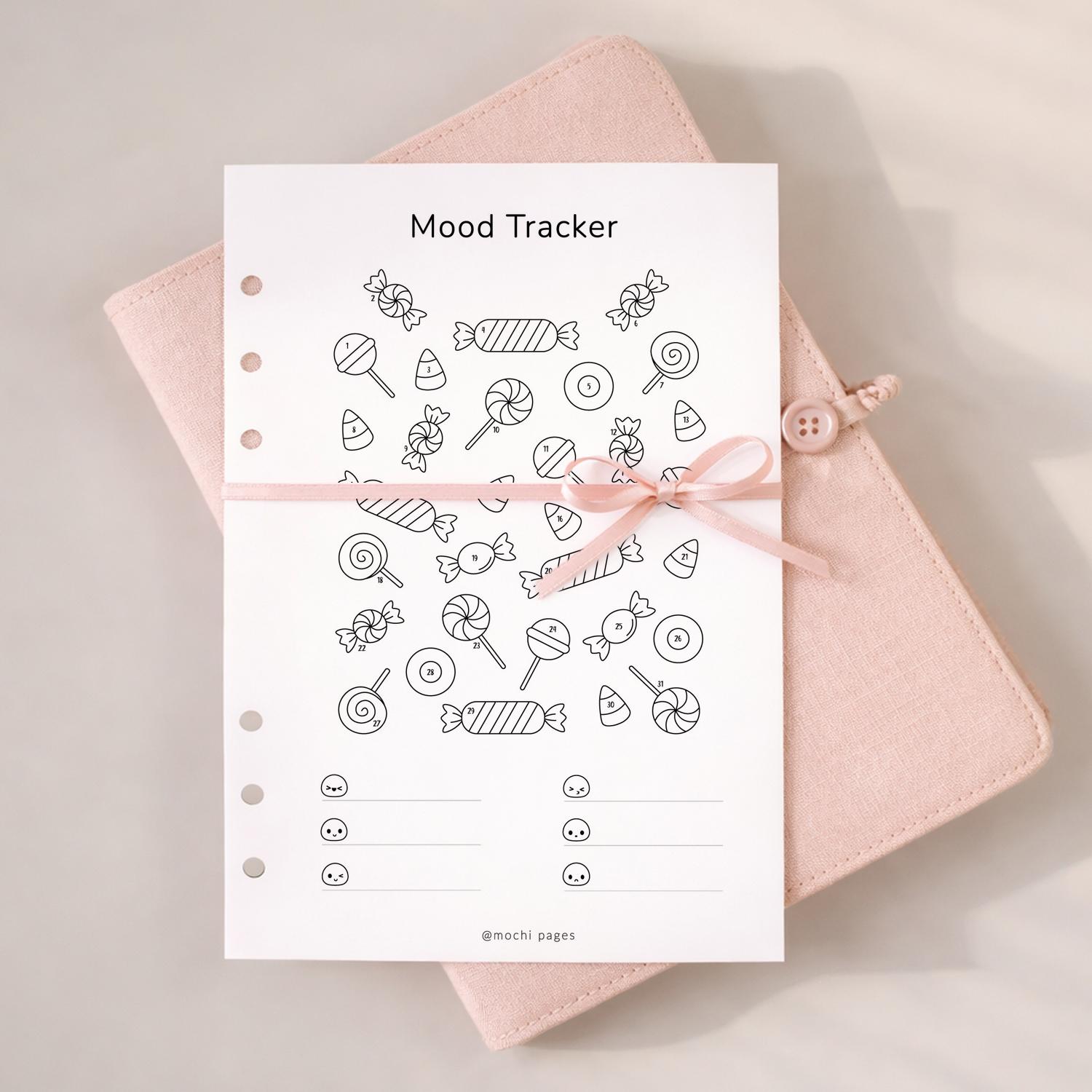 Mood Tracker Printable Monthly, Cute Wellness Coloring Tracker, Mental ...