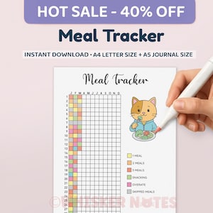 Meal Tracker - Eating Tracker - PRINTABLE Journal Page - Planner Page - Food Journal - Food Log - Food Tracker - Food Diary  - Diet Tracker