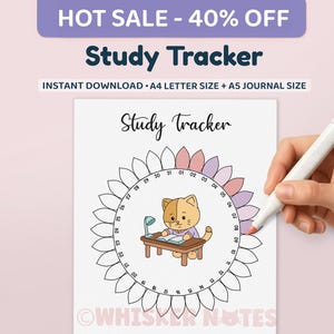 Study Tracker -  Study Guide PRINTABLE Journal Page - Student Journal - Student Planner Page - Student Agenda - Monthly Study Coloring Page