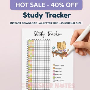 Study Tracker -  Study Guide PRINTABLE Journal Page - Student Journal - Student Planner Page - Coloring Tracker - Yearly Study Coloring Page