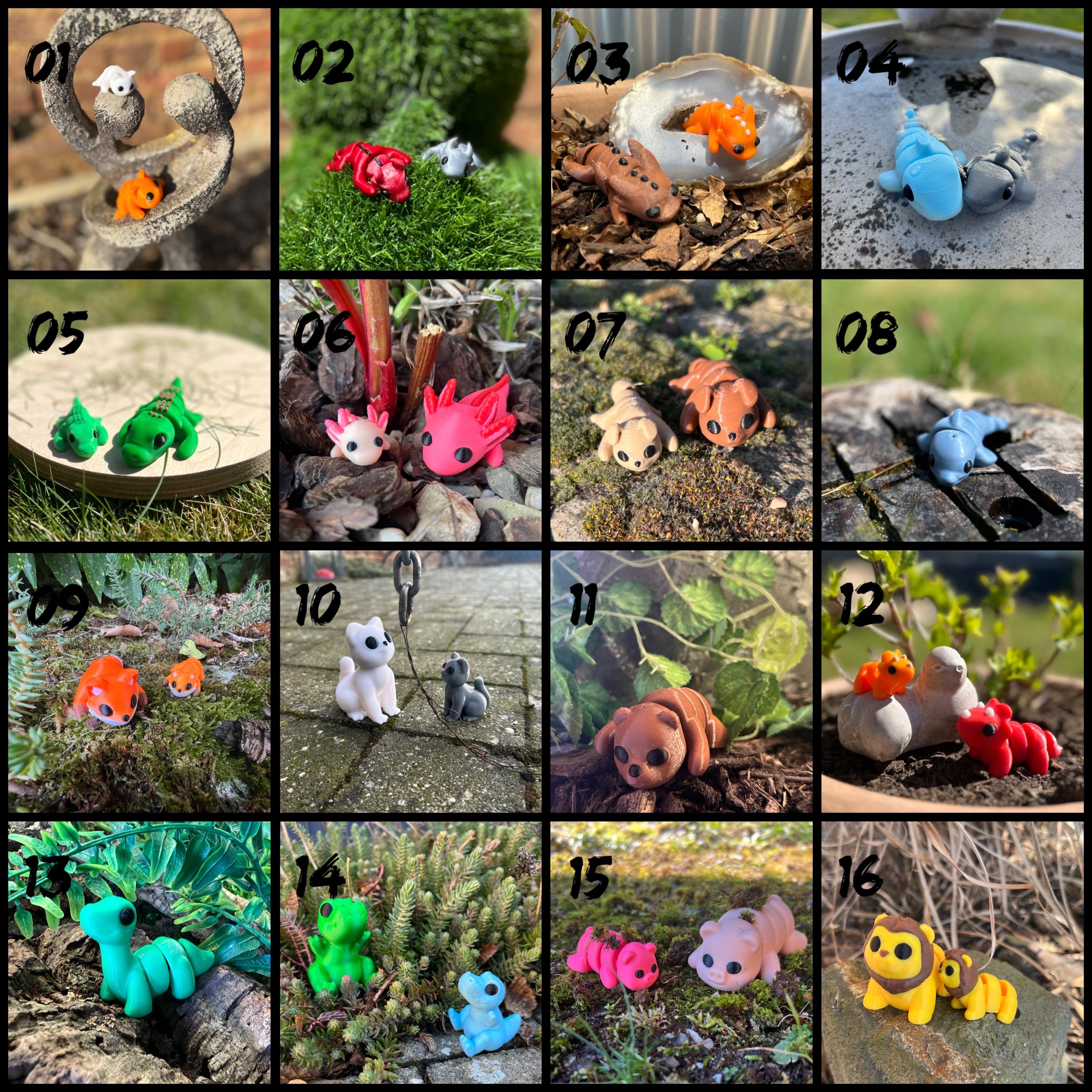Poseable 3D Printed Fidget Animals – Colorful Miniatures Made of BIO ...