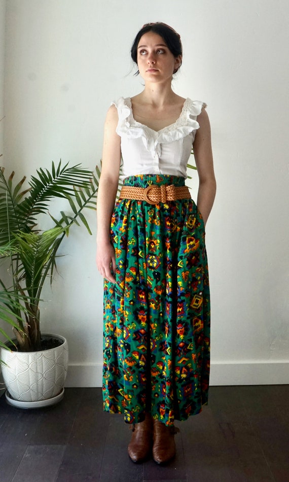 MAXI PRAIRIE Skirt  with Pockets . Vintage 80s SO… - image 5