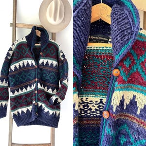 80s Ecuador Sweater Cardigan - Etsy