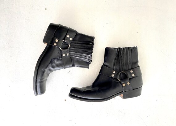 CHELSEA Boots . Vintage 70s Black 
