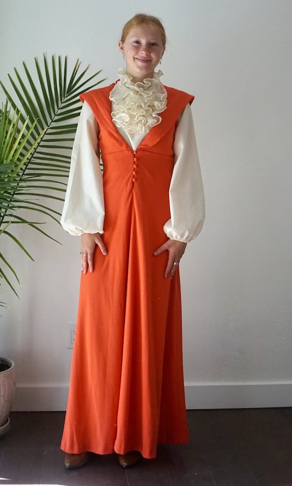 Empire Waist Dress . BURNT ORANGE Dress . Vintage… - image 6