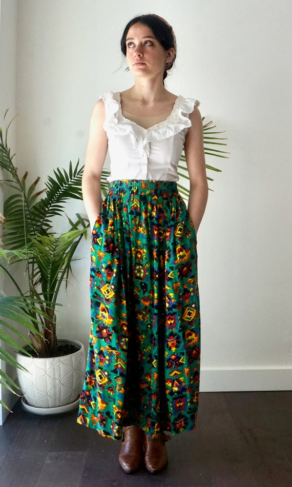 MAXI PRAIRIE Skirt  with Pockets . Vintage 80s SO… - image 4