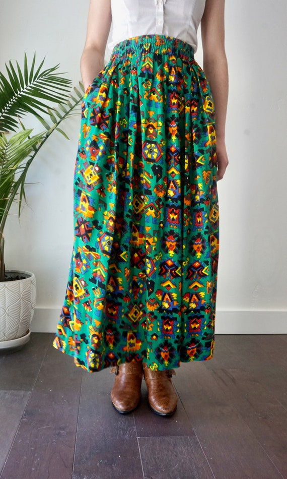 MAXI PRAIRIE Skirt  with Pockets . Vintage 80s SO… - image 2