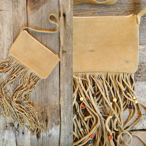 Leather Fringe Purse  //  Suede Fringe Bag  //  FRINGE and FEATHER