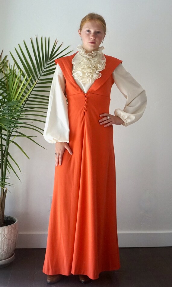 Empire Waist Dress . BURNT ORANGE Dress . Vintage… - image 10