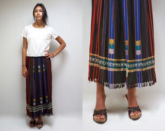 Ethnic Skirt HIPPIE Skirt Long Skirt INDIA Skirt 70s Boho Skirt Fringe Skirt Maxi Skirt Festival Skirt Tribal Skirt Cotton Skirt Vintage