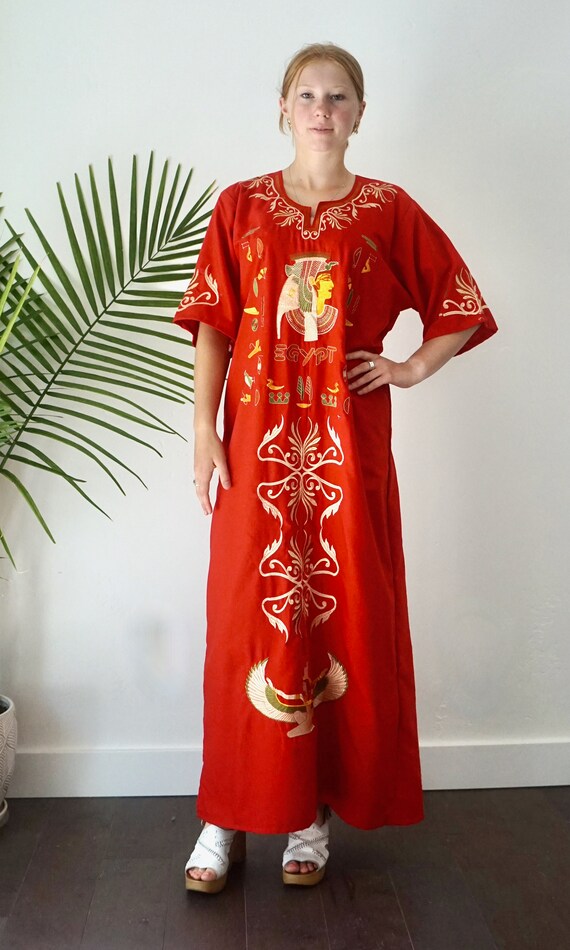 EGYPTIAN KAFTAN . Vintage 70s Caftan Dress . Hipp… - image 3