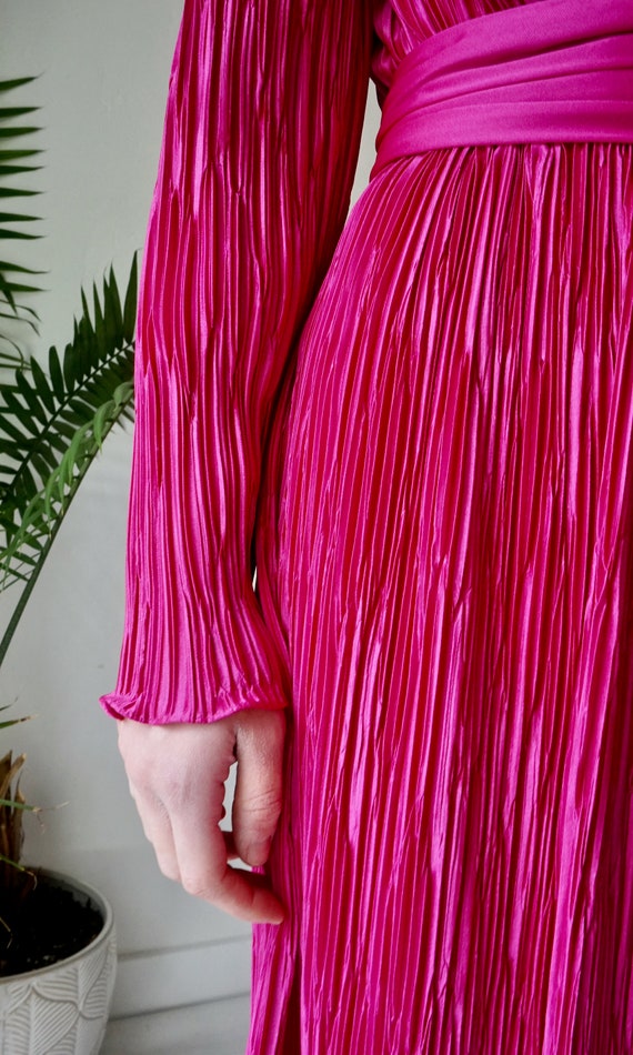 ORIGaMI Dress . Vintage 80s FUSCHIA Dress . Pink … - image 4
