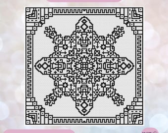 Snowflake Cross Stitch Pattern (No. 4) – Modern Winter Embroidery, Geometric Frost Design, Minimalist PDF Pattern