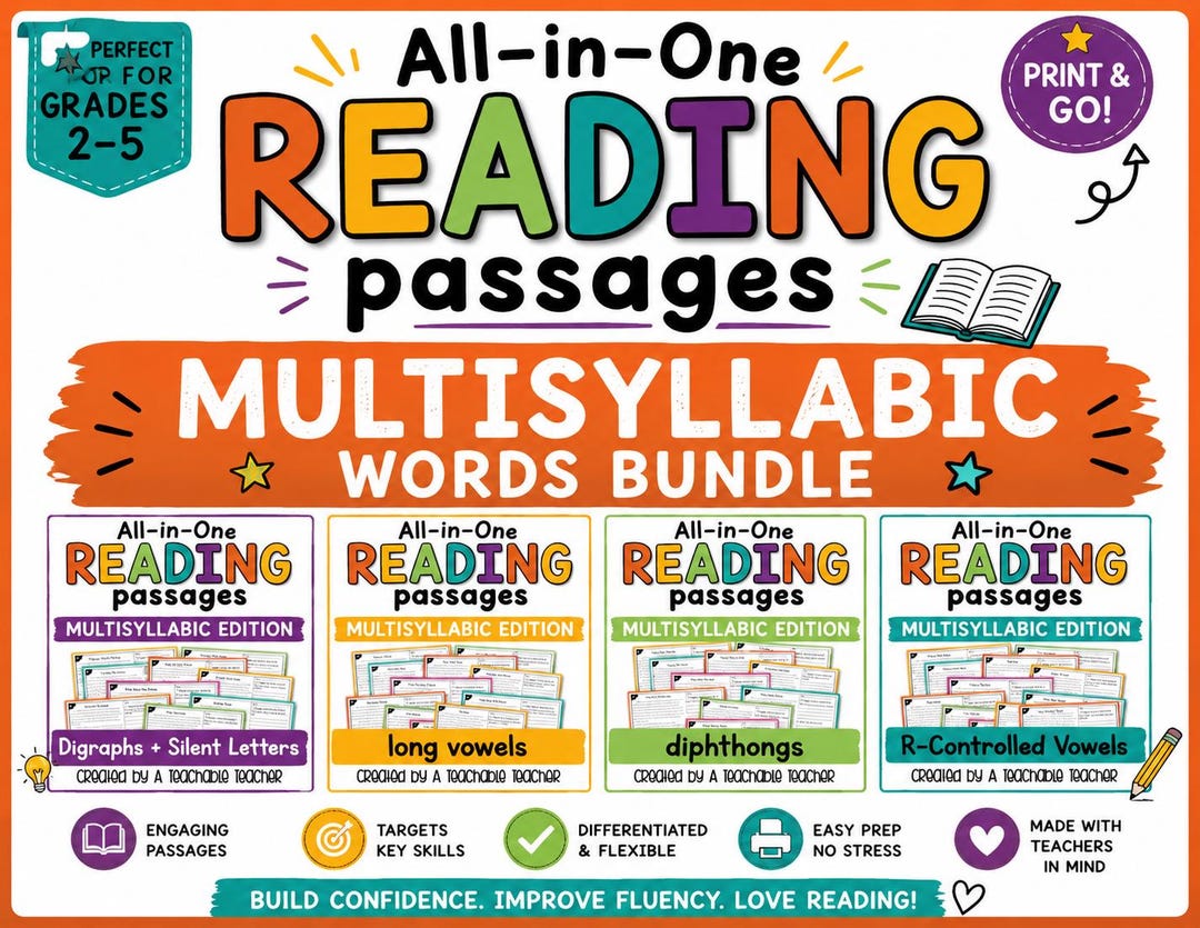 Multisyllabic Words Phonics Reading Passages Resource 2nd Grade ...
