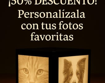Personalized Photo Lithophane Lamp - 4-Sided Rotating LED Light - Original Gift for Couples, Pets, and Family
