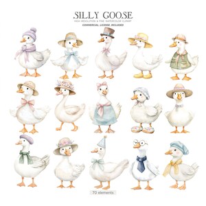 Silly Goose Clipart Vintage Spring Cottagecore Cute Whimsical ...