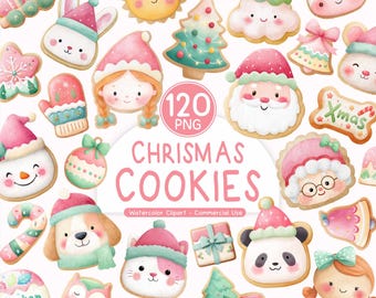 Watercolor Christmas Cookies Clipart: 120 PNGs for Crafts & Scrapbooking (Digital Download)