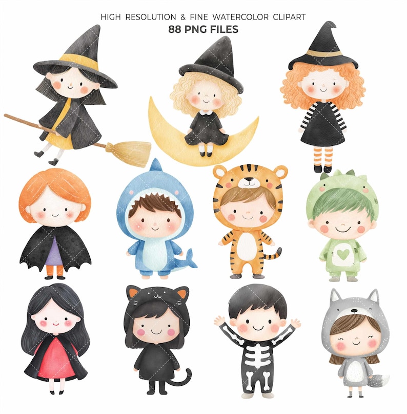 Cute Halloween Clipart - Watercolor - Kawaii Png - Ghost - Frankenstein ...
