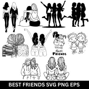 Meilleurs amis SVG Bundle, Svg jour de l'amitié, amis Svg, Svg amitié féminine, Besties Svg, Svg Bff, mignon meilleur ami PNG, Svg
