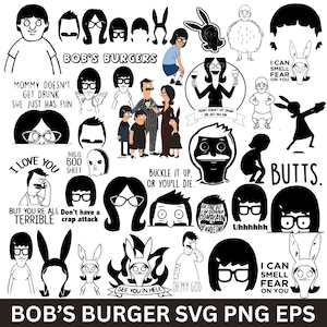 Bobs Burgers svg bundel, Bob's Burgers, bob burgers, svg bundel, Louise Belcher, svg voor Cricut, Tina Belcher, tv-show svg, ontwerpen, snijbestanden, clipart