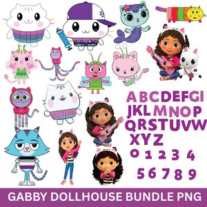 Gabby, Dollhouse PNG-bundel PNG-clipartpakket, alfabet en cijfers geïnspireerd door Gabbys Instant digitale download, Digital Gabby, Gabbys House, png
