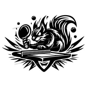 Eichhörnchen, Squirrel, Tischtennis, digitale Dateien, SVG, PDF, PingPong, Plottervorlage, Schnittdatei, lustiges Motiv, Plottermotiv