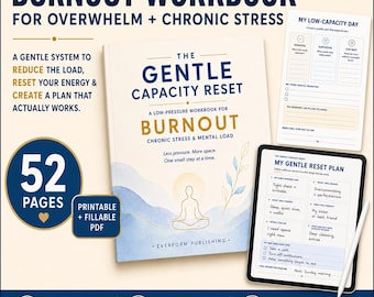 Burnout Workbook Printable + Fillable PDF, Chronic Stress Journal (US Letter)