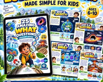 25 Amazing WHAT Questions Science Book for Kids (Ages 6-10) (Digital PDF) | Homeschool STEM Learning | Digital Science Encyclopedia