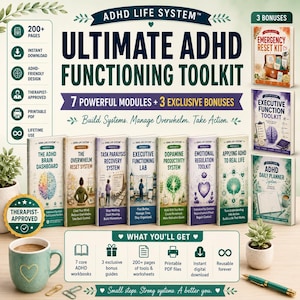 ADHD Life System Ultieme Toolkit | Planner voor Executieve Functies, Productiviteit en Overweldiging (PDF-download)