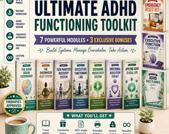 ADHD Life System Ultimate Toolkit | Executive Function, Productivity, Overwhelm Planner (PDF Download)