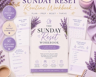 Sunday Reset Workbook | Weekly Planner, Habit Tracker, Meal Prep (Digital Download)
