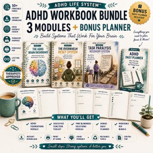 ADHD-livssystempaket | Hjärndashboard, Överväldigande | Exekutiva funktioner | Uppgiftsförlamning (digital nedladdning)