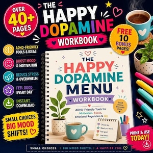 ADHD Friendly - Happy Dopamine Menu Workbook |  Burnout Motivation Planner (Digital Download)