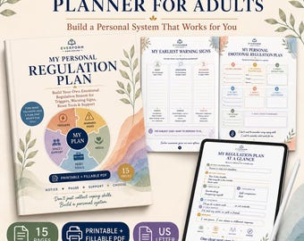 Personal Emotional Regulation Plan | Adult Coping Skills Workbook (Printable / Fillable PDF)
