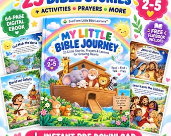 Kids Bible Stories PDF, Christian Preschool Activity Book, Toddler Bible eBook Ages 2–5