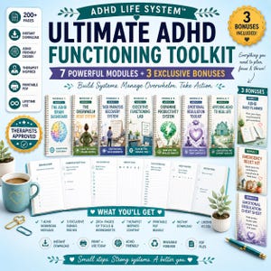 ADHD Life System Ultimatives Toolkit | Exekutivfunktion, Produktivität, Überwältigungsplaner (PDF Download)