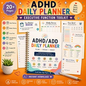 ADHS Tagesplaner | Exekutivfunktions-Toolkit, Produktivitäts-Arbeitsbuch (druckbare PDF-Datei)