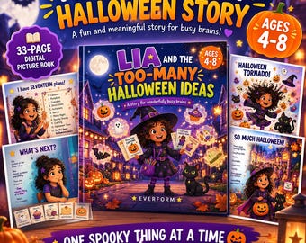 ADHD Friendly - Halloween eBook for Kids Ages 4–8 – Busy Brain Story, Emotional Regulation (PDF + Flipbook)