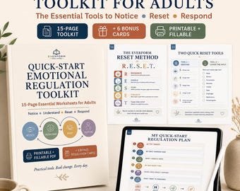 Quick-Start Emotional Regulation Toolkit for Adults: Printable Fillable Coping Skills Workbook
