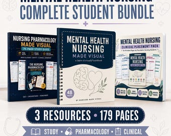 Mental Health Nursing Bundle: Psychiatric Study Guide, Pharmacology Notes & Clinical Placement Pack